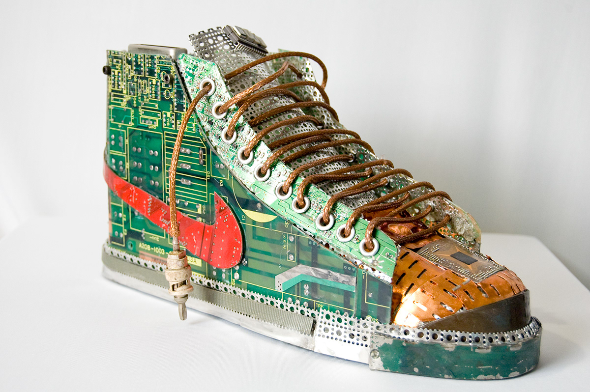 Pentium Blazer Nike shoe junk art upcycled shoe sculpture