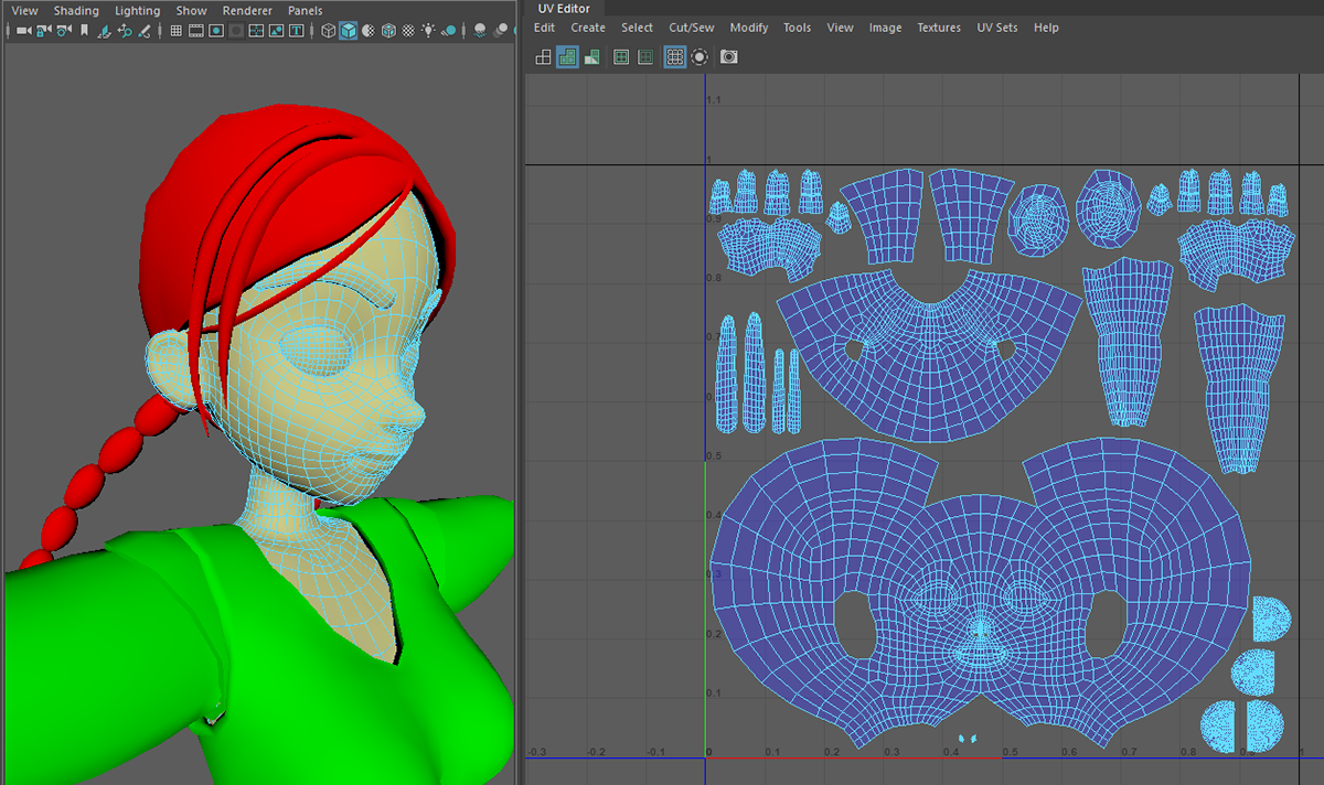 3D modeling sculpting  texturing uvs projection retopology painting   girl