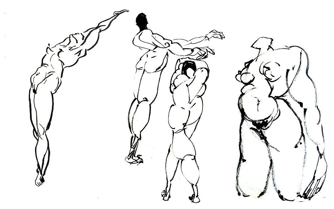 Figure Drawing sketchbook life drawing nude female India ink feet traditional drawing