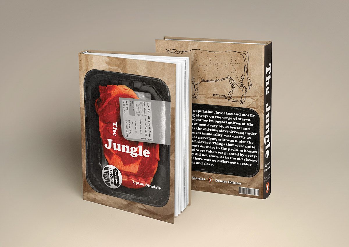 book jacket book design the jungle Upton Sinclair design book art meat steak butcher paper cooper photo groceries Food  classic novel