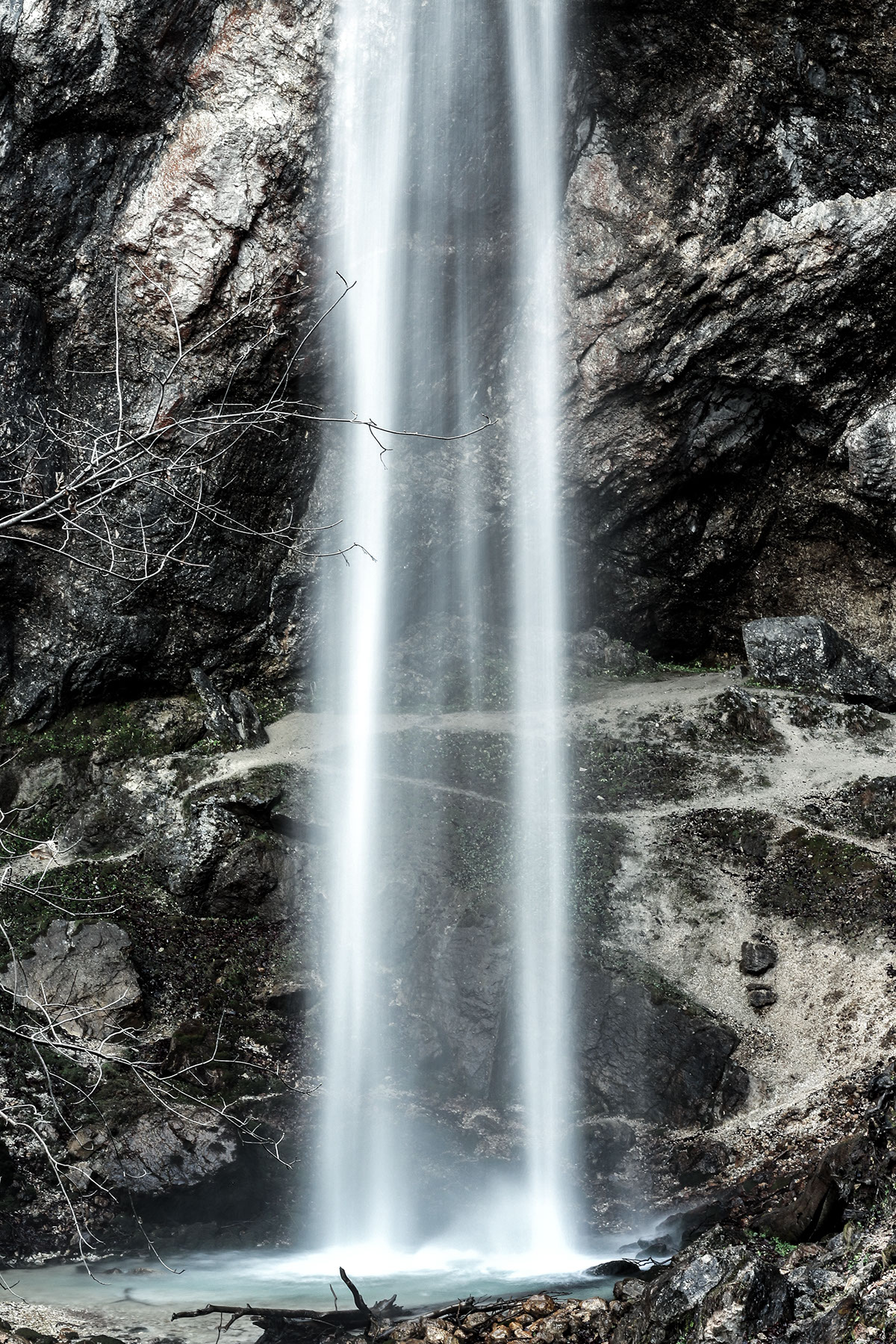 Nature grey leading lines Tree  waterfall