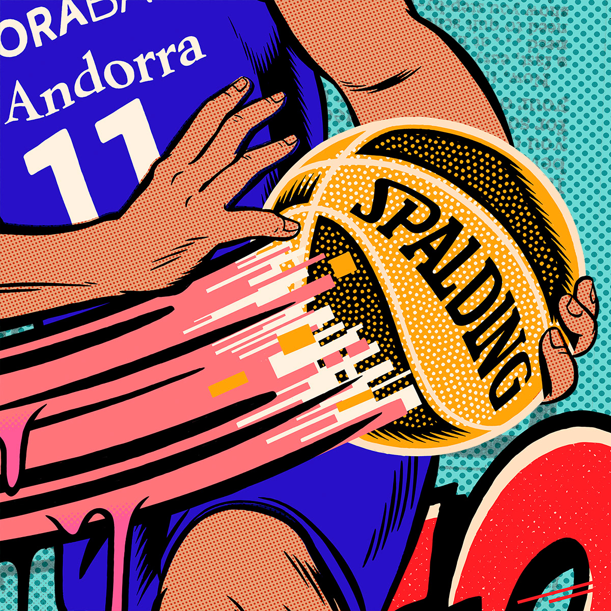 Advertising  basketball cartoon Drawing  halftones ILLUSTRATION  Ink Bad Company movistar Nike poster