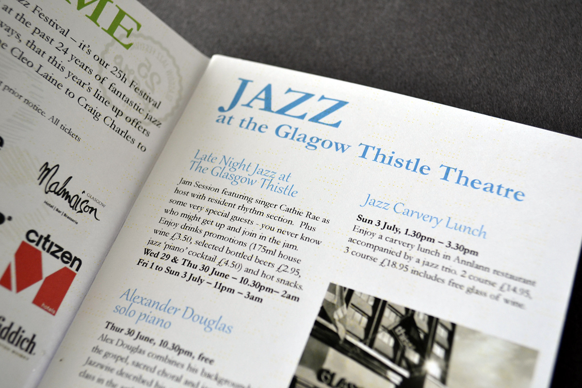 jazz festival Jazzfestival glasgow glasgowjazzfestival jazzfestival2013 fholes colour type print programme Booklet info