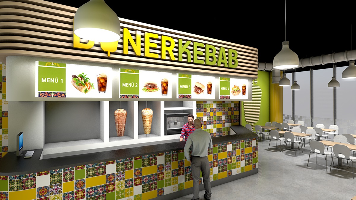 doner kebab fresh food Interior design Diner kebab mall design mall