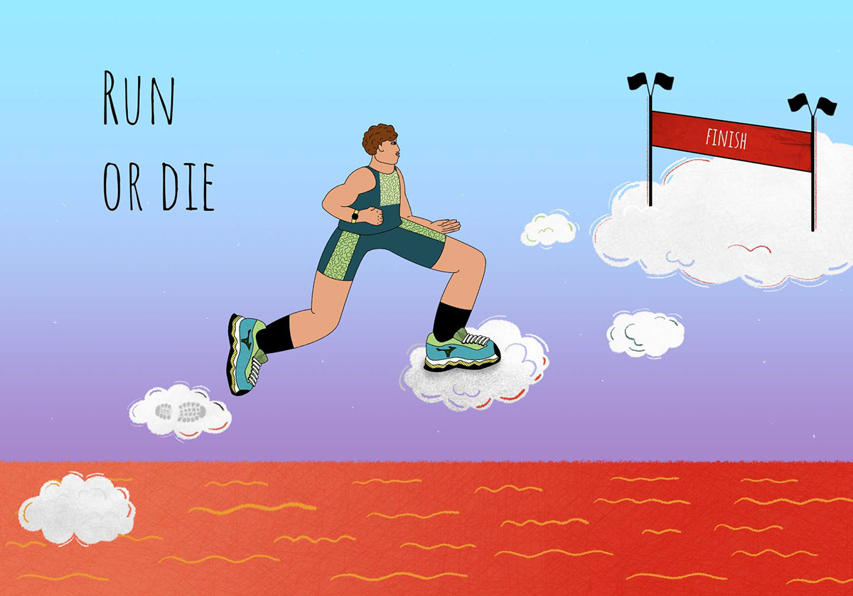 run running sport runner sneakers Nike Mizuno people illustration Character design  digital illustration