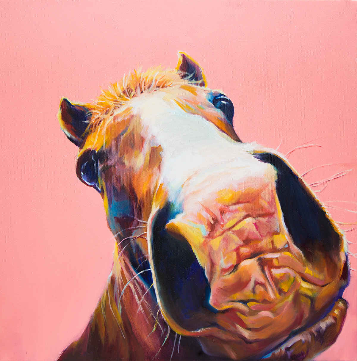 Oil Painting animal dog horse portrait