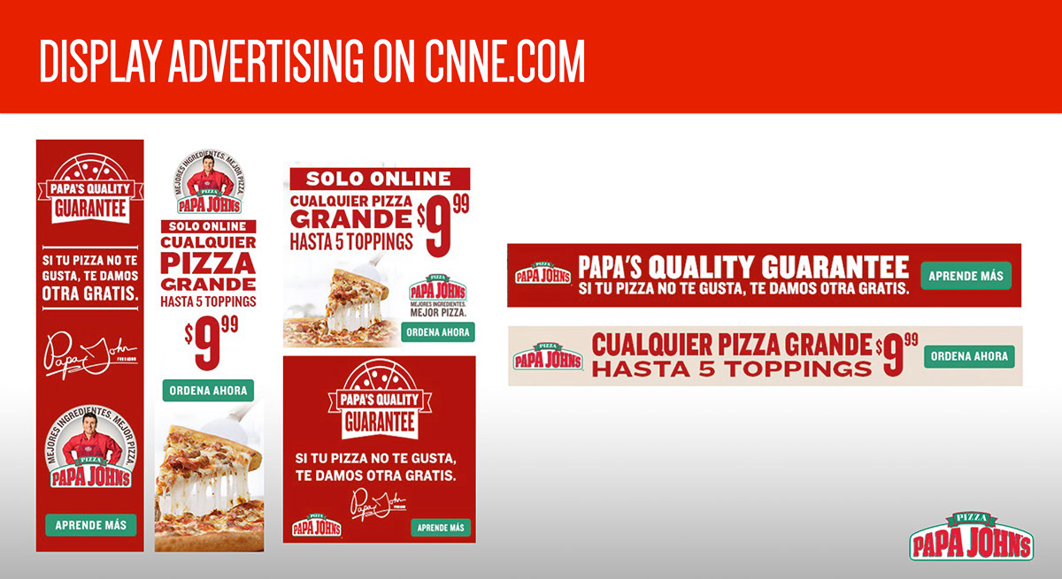 Papa John's Pizza cnn e CNN Español deck sales