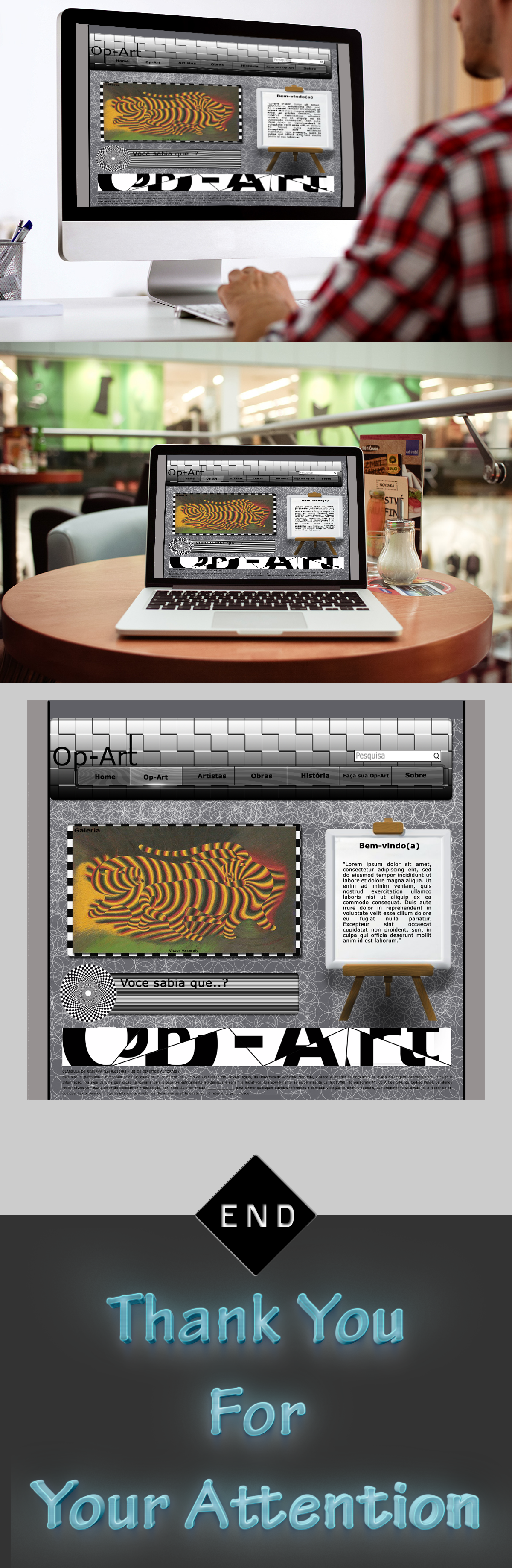 Website op art site Project college demonstration ux digital design art direction 