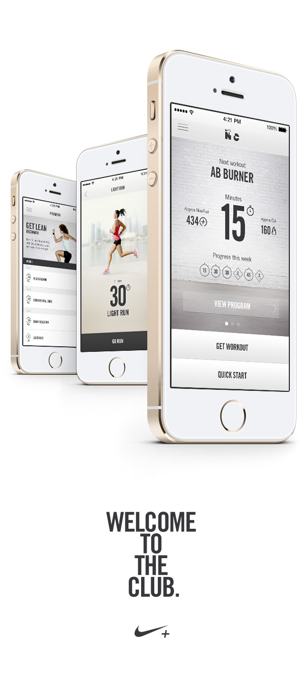 Nike fitness training Interface ios7 icons app