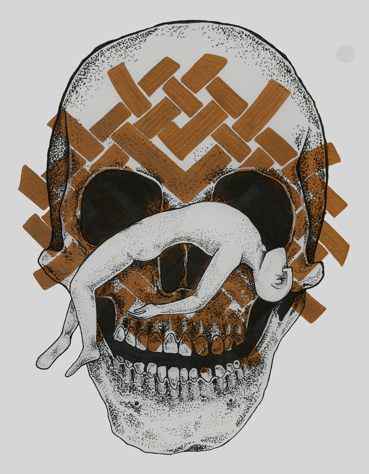 skull skulls Pointillism puntillismo ilustracion deletereo head body creaneo