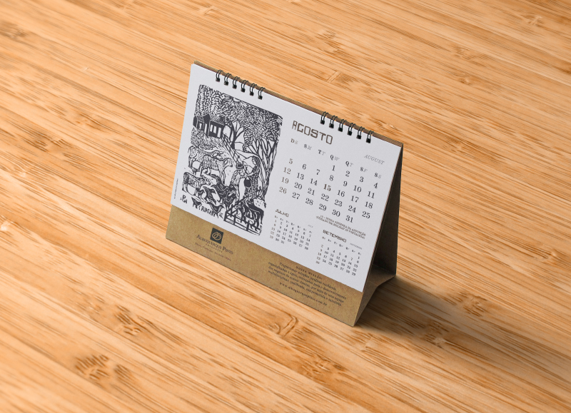 calendar woodcut package woodblock rustic