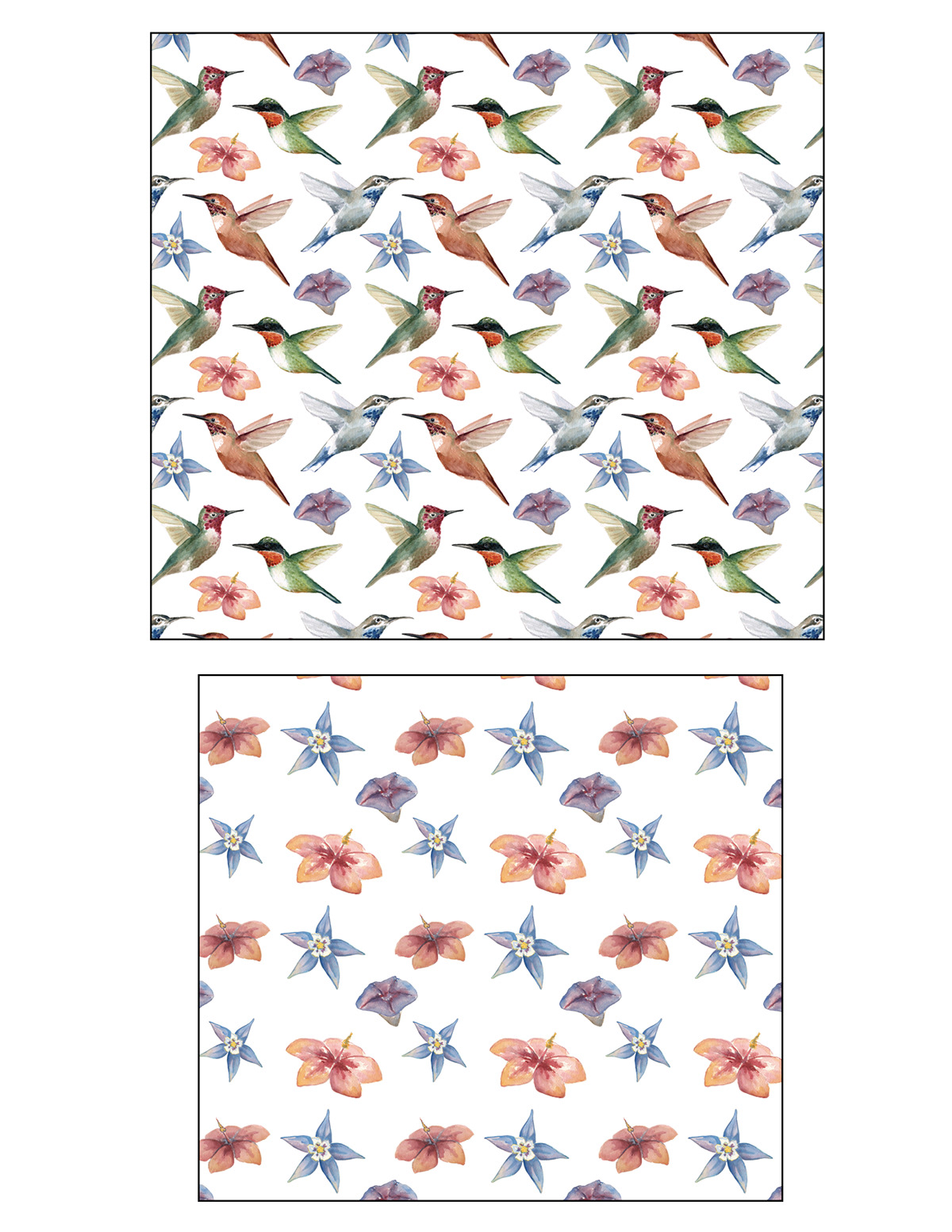 product licensing watercolor Repeat Pattern repeat patterns hummingbirds