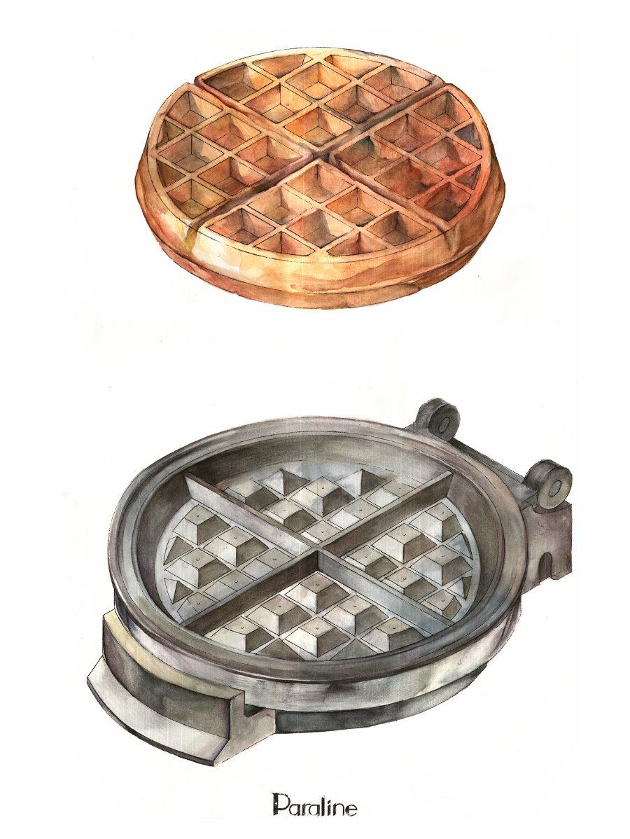 waffle iron hand drafting technical drawing