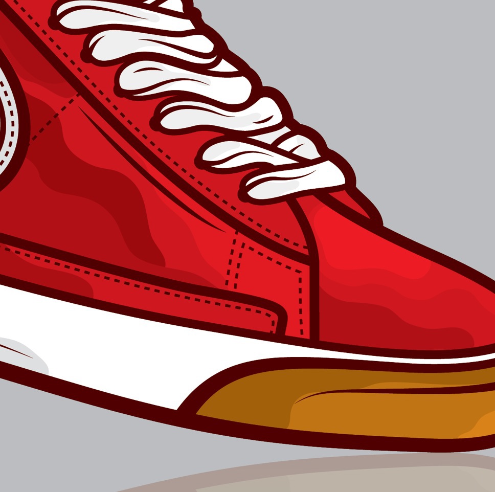 Nike blazer red vector cartoon line shoes design brand