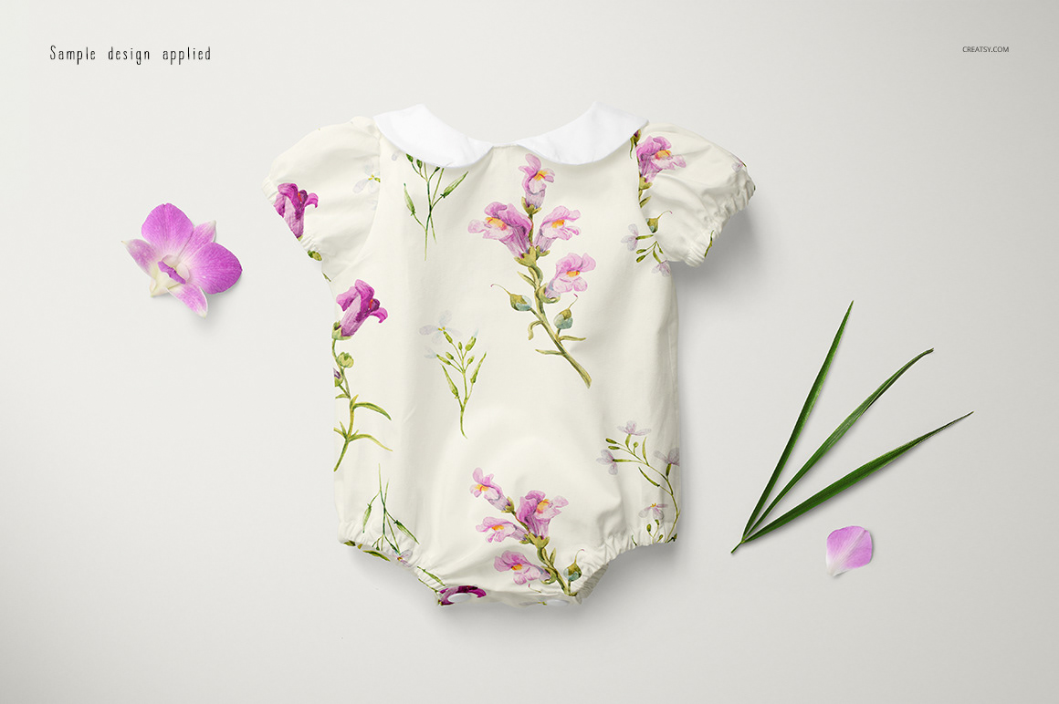 mock-up Mockup Fashion  romper mockups template printed Custom baby growsuit