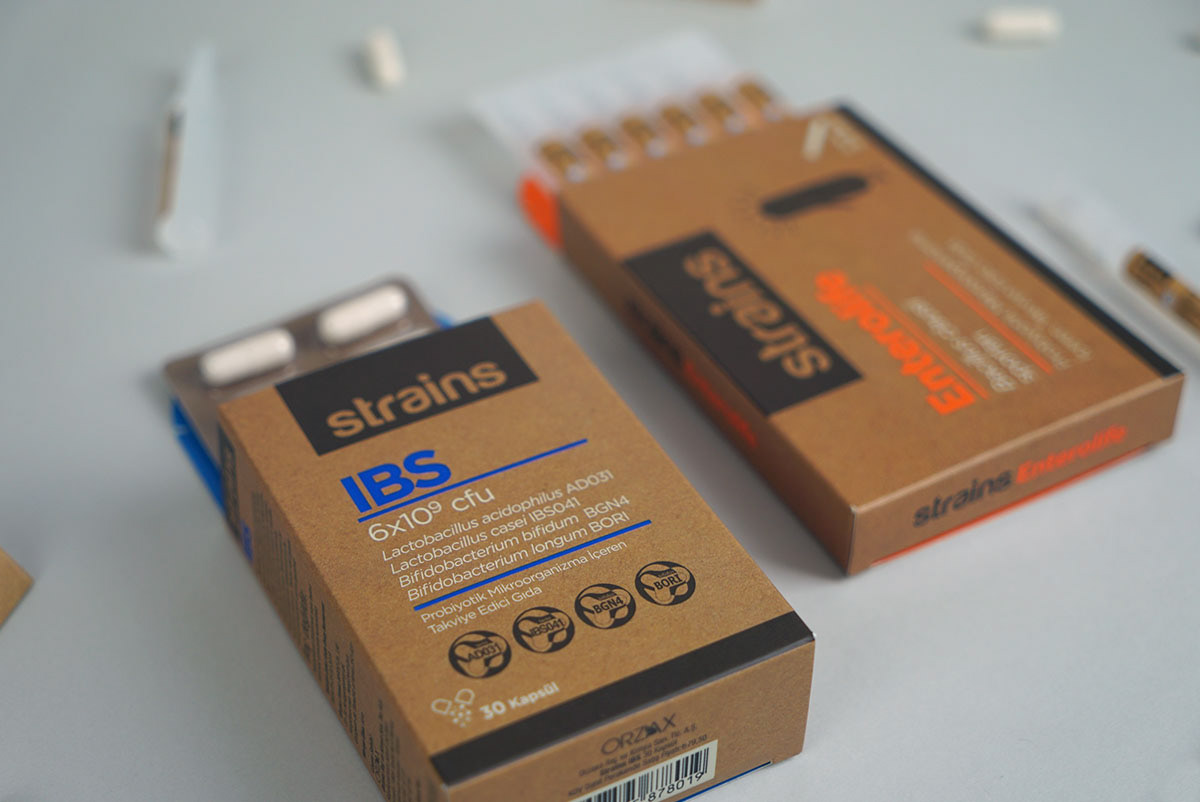 STRAINS IBS packaging design 