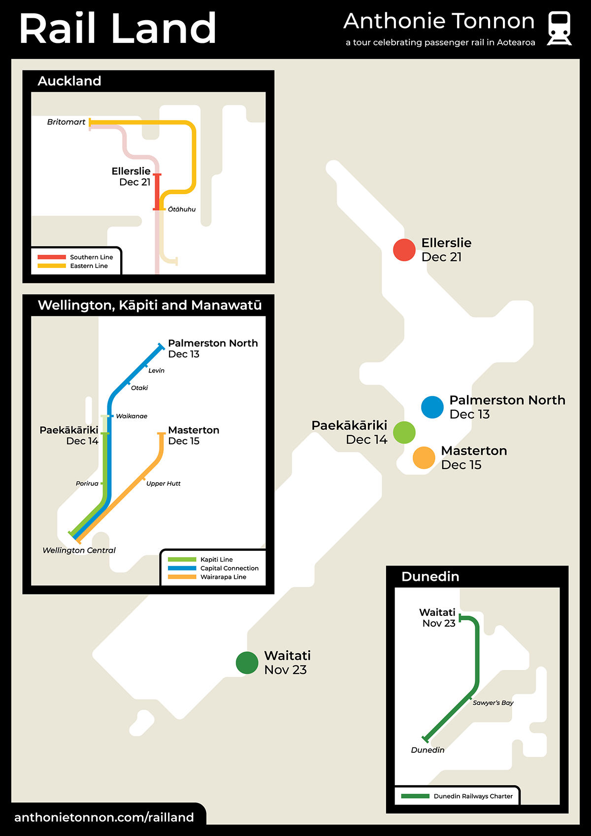 poster transit map New Zealand