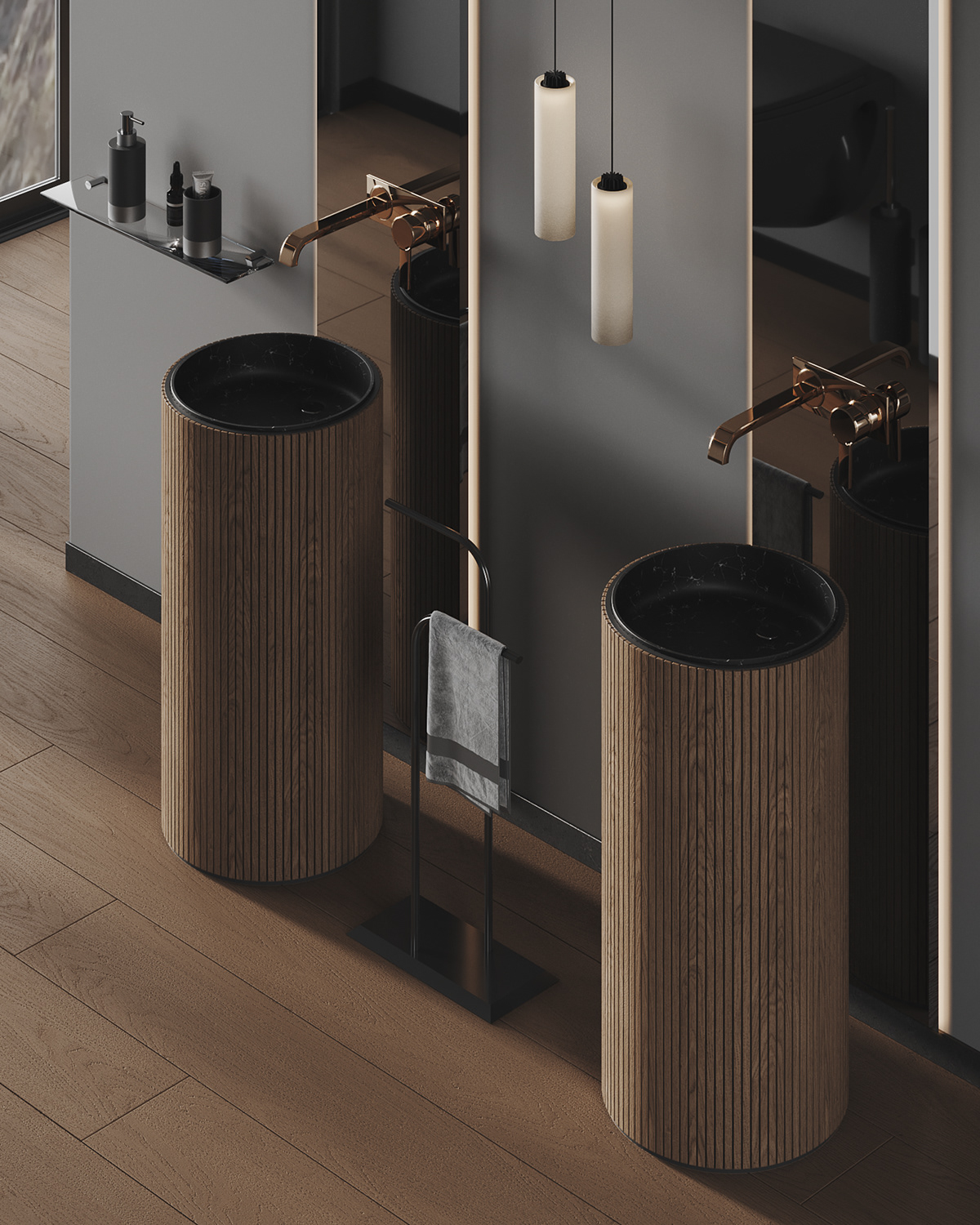3D 3dsmax bathroom CG cosy Interior Landscape visualization wood design