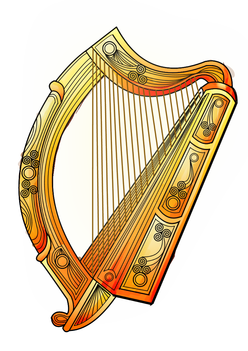 Lepreachaun harp mushroom heart irish Celtic design