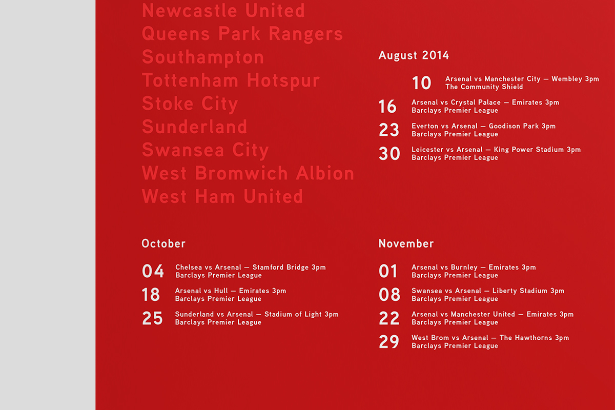 football arsenal Reds The gunners gunners FIFA calendar Fixtures Premier League barcalys ball red poster