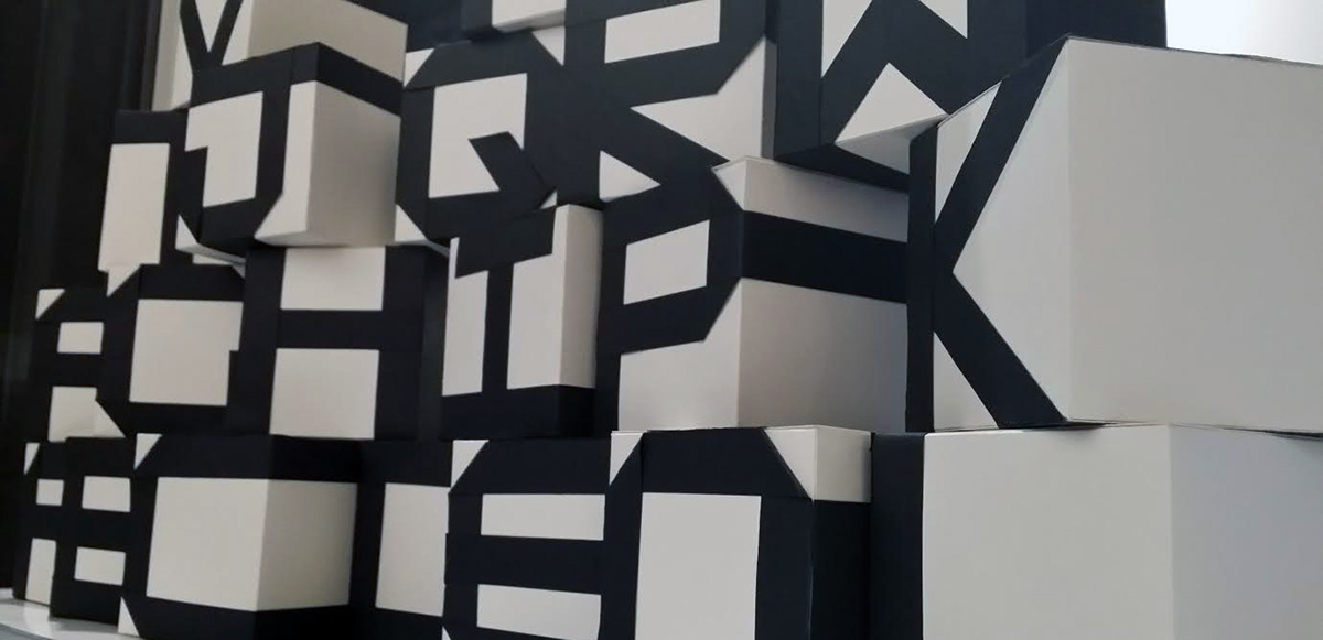 cube alphabet cube font installation paper hand made Perspective