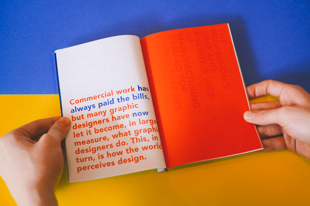 design red blue texture Zine  magazine 90's manifesto orange swiss binding portfolio
