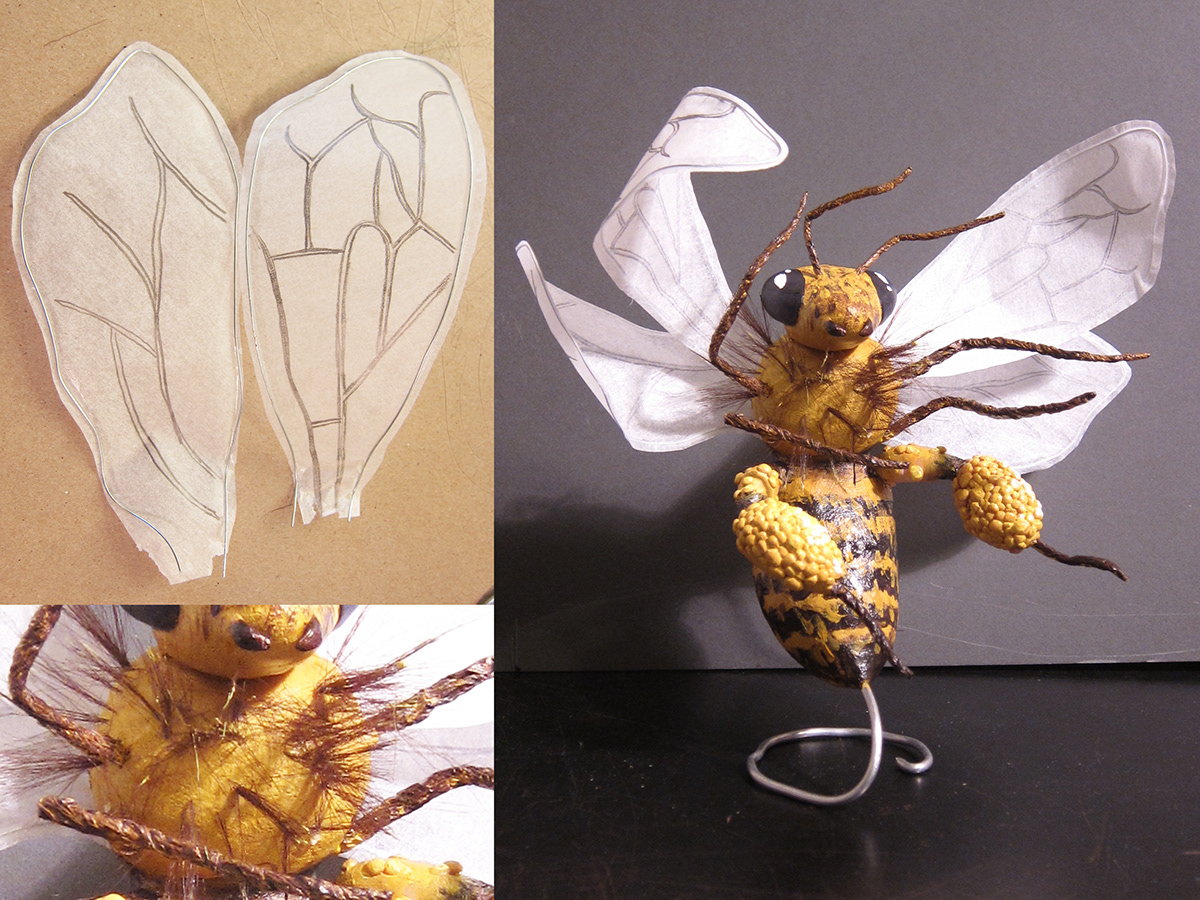 felt 3D illustration bee pesticides field Pollen sculpey