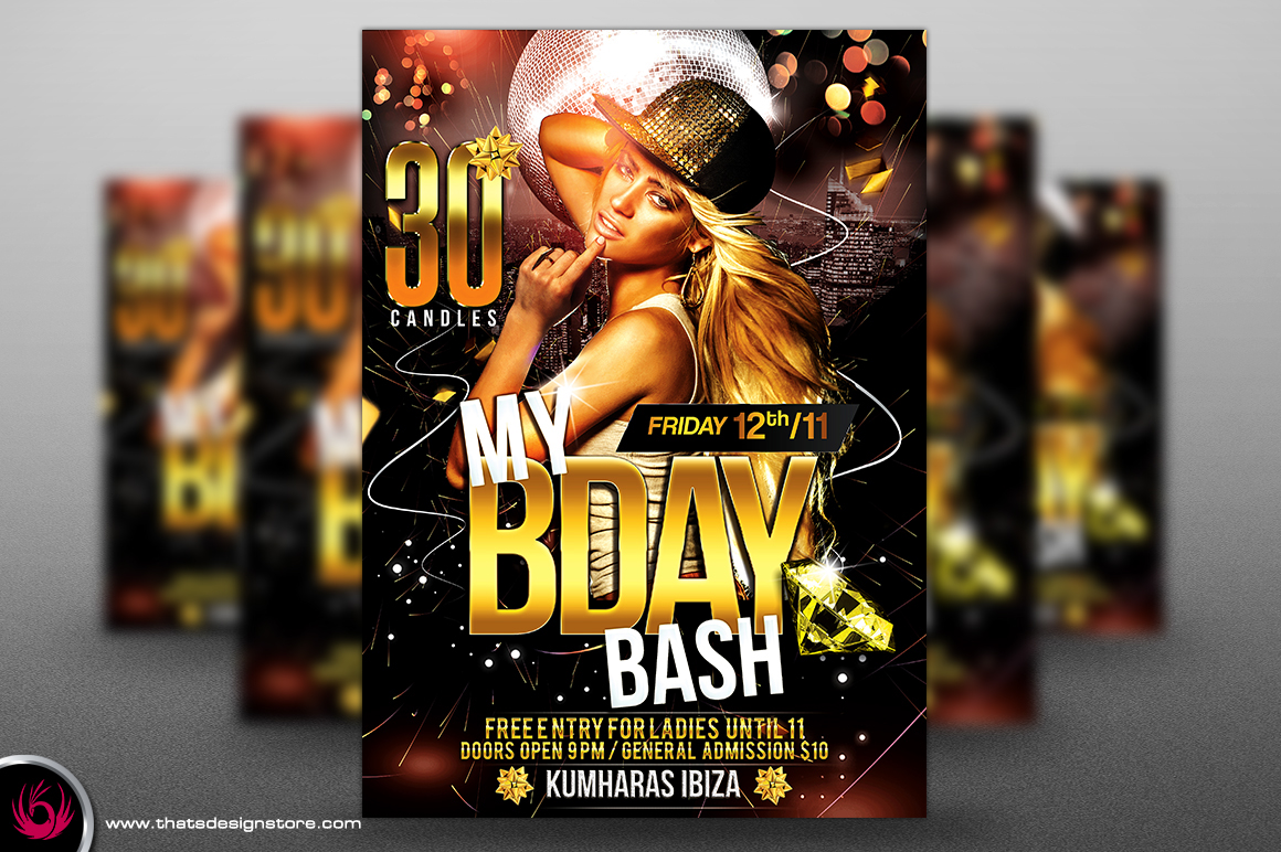 My Birthday Bash Flyer Template on Behance For Birthday Party Flyer Templates Free