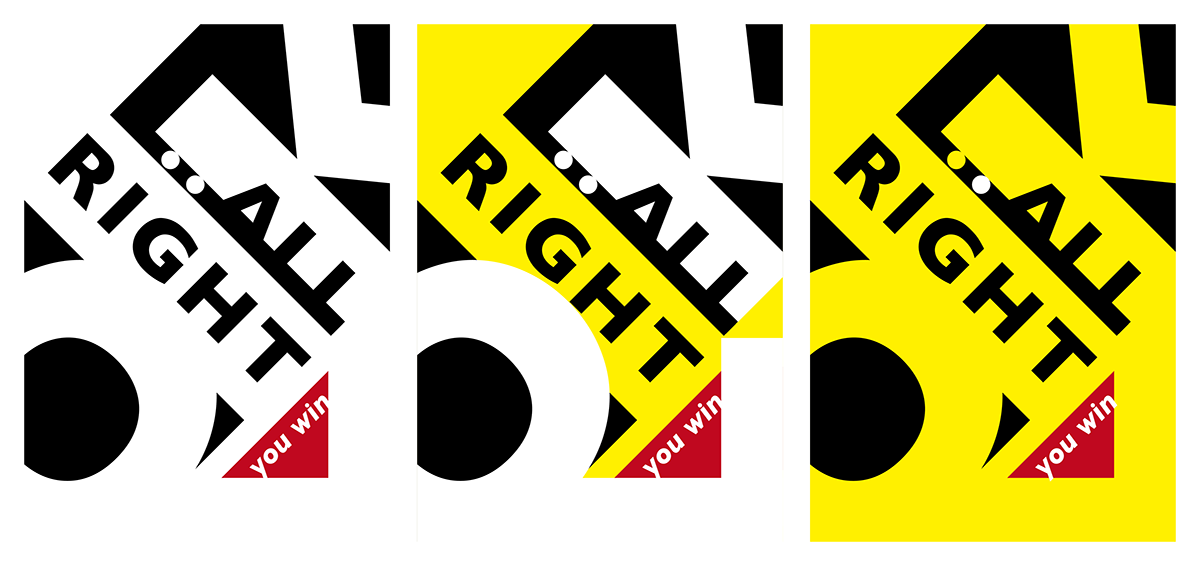 all right ok you win poster assignment school yellow black red Gill Sans