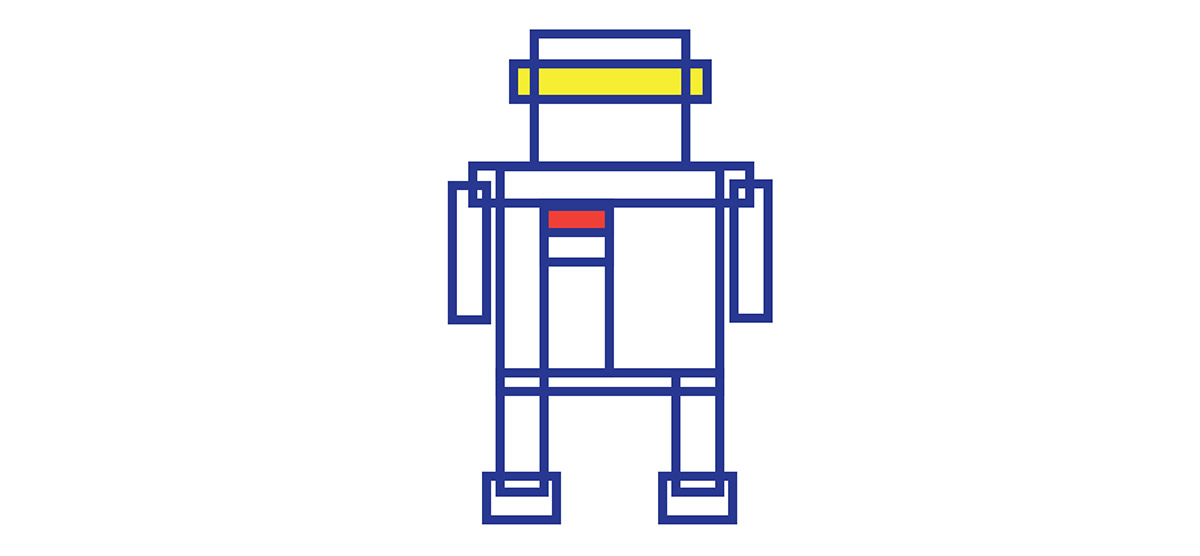 robots mondrian bauhaus bots blue red yellow Gundam gundam wing gundam zero color Space  Form design