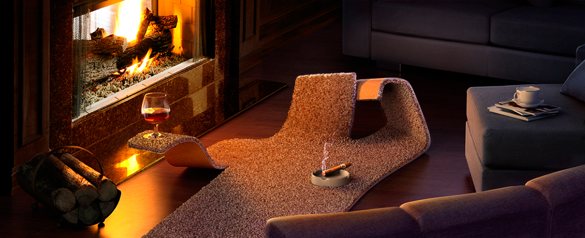 carpet Rug soul Character 3D visualization Fun CGI star elvis Cat fireplace