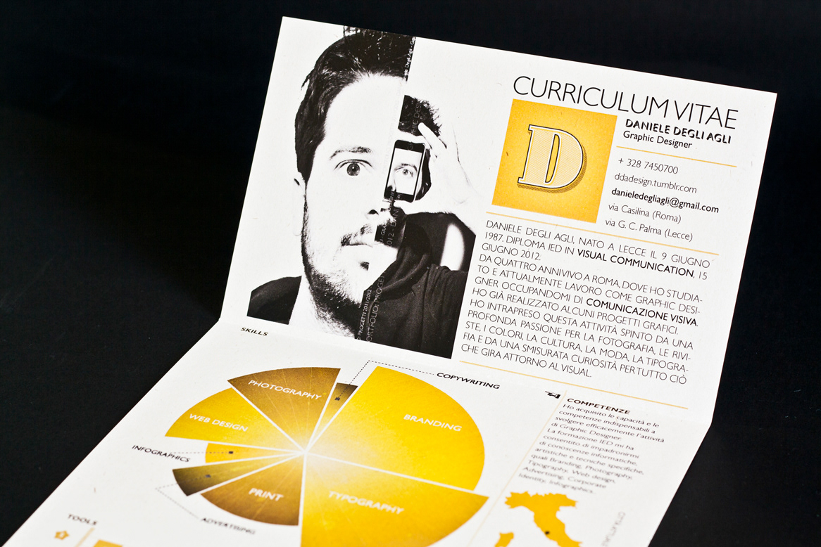 CV Curriculum Vitae Daniele Degli Agli Graphic Designer design infographics branding  Photography  Illustrator photoshop InDesign corporate indentity
