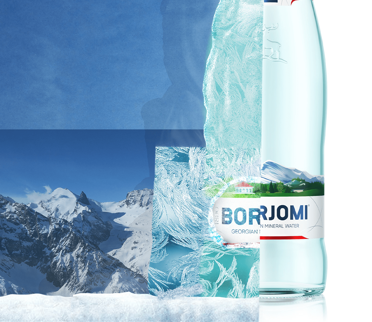 ads ads design adsoftheworld Borjomi BORJOMI mineral water Georgia ice Ice Bottle manipulation manipulation design