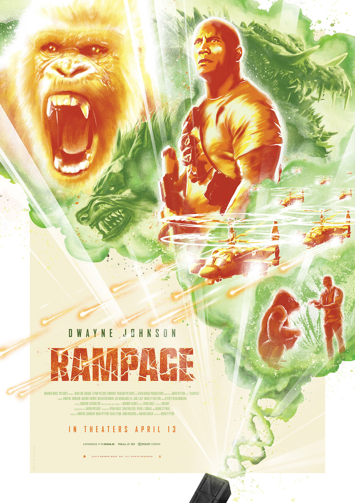 Rampage Dwayne Johnson The Rock movie poster ILLUSTRATION  warner bros adobe Film   poster