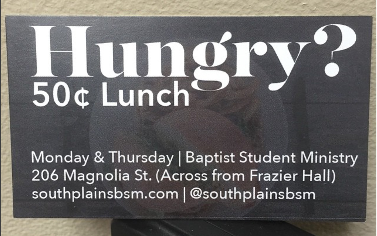 baptist student Ministry BSM lunch worship ad card