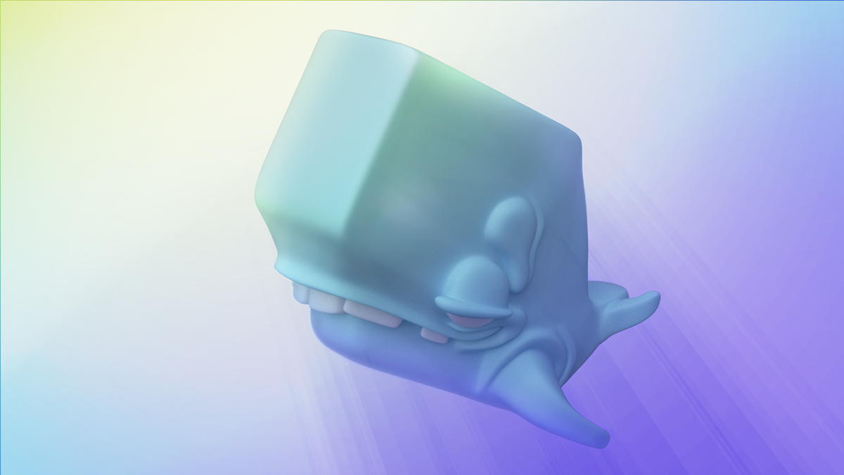 happy Whale light sunlight underwater 3D b3d
