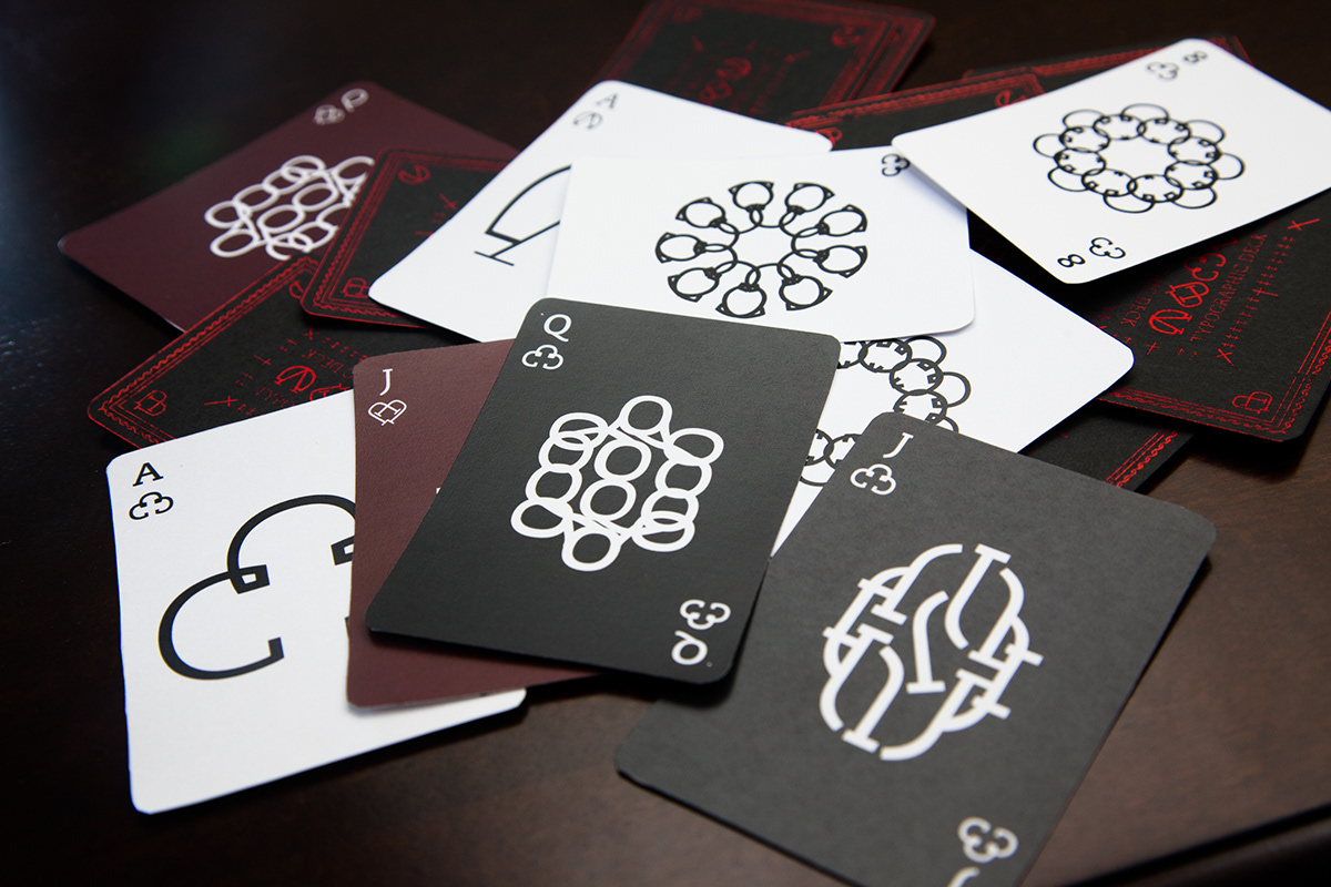 typographic playing cards caecillia PMN caecillia Printing Playing Cards SCAD typographic cards