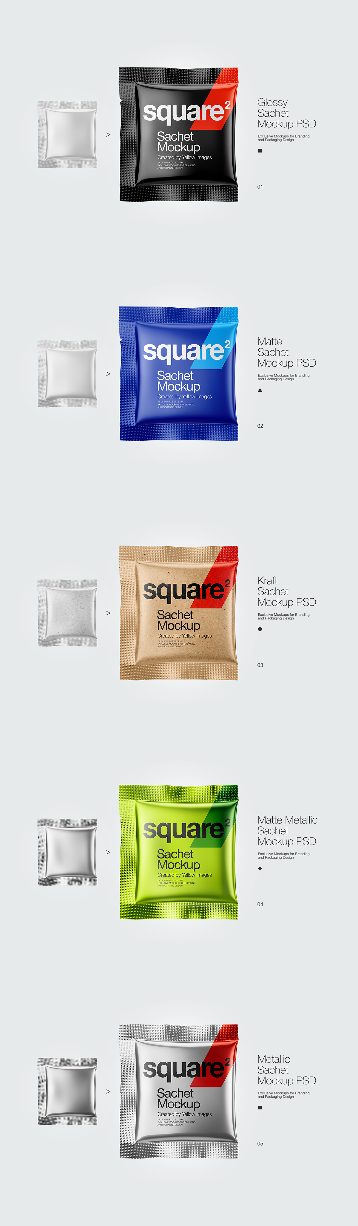 Download 5 Square Sachets Psd Mockups On Behance Yellowimages Mockups