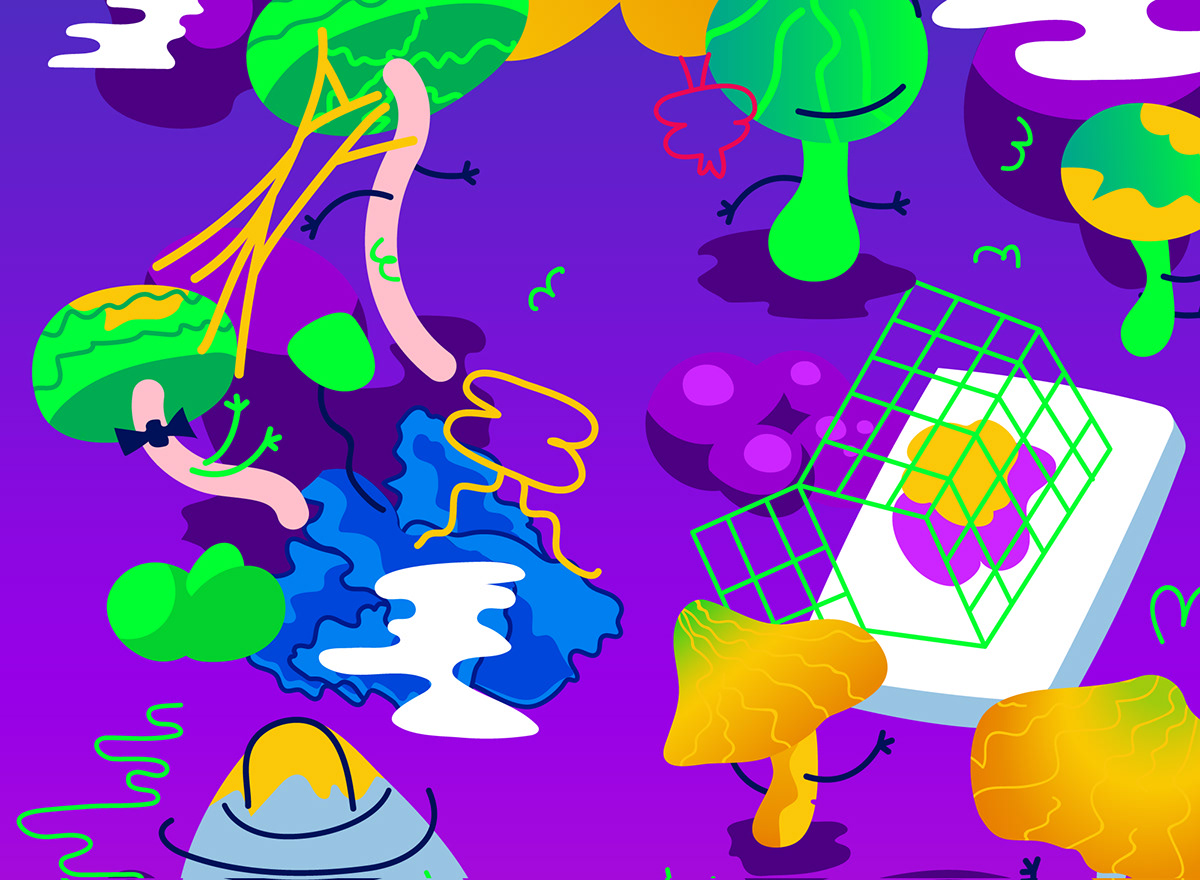 art cartoon Character design  design digital ILLUSTRATION  mushroom psychedelic Silpo vector