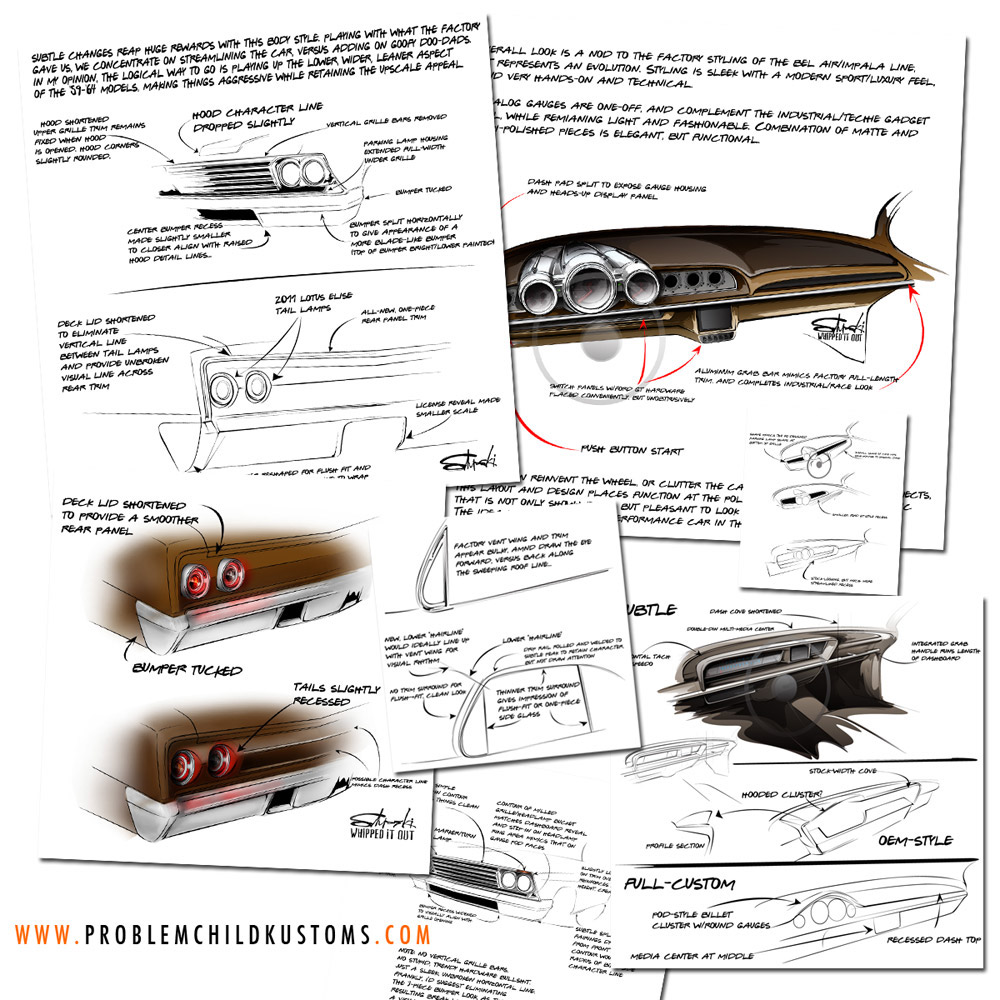 Cars rendering hot rod ideation sketches