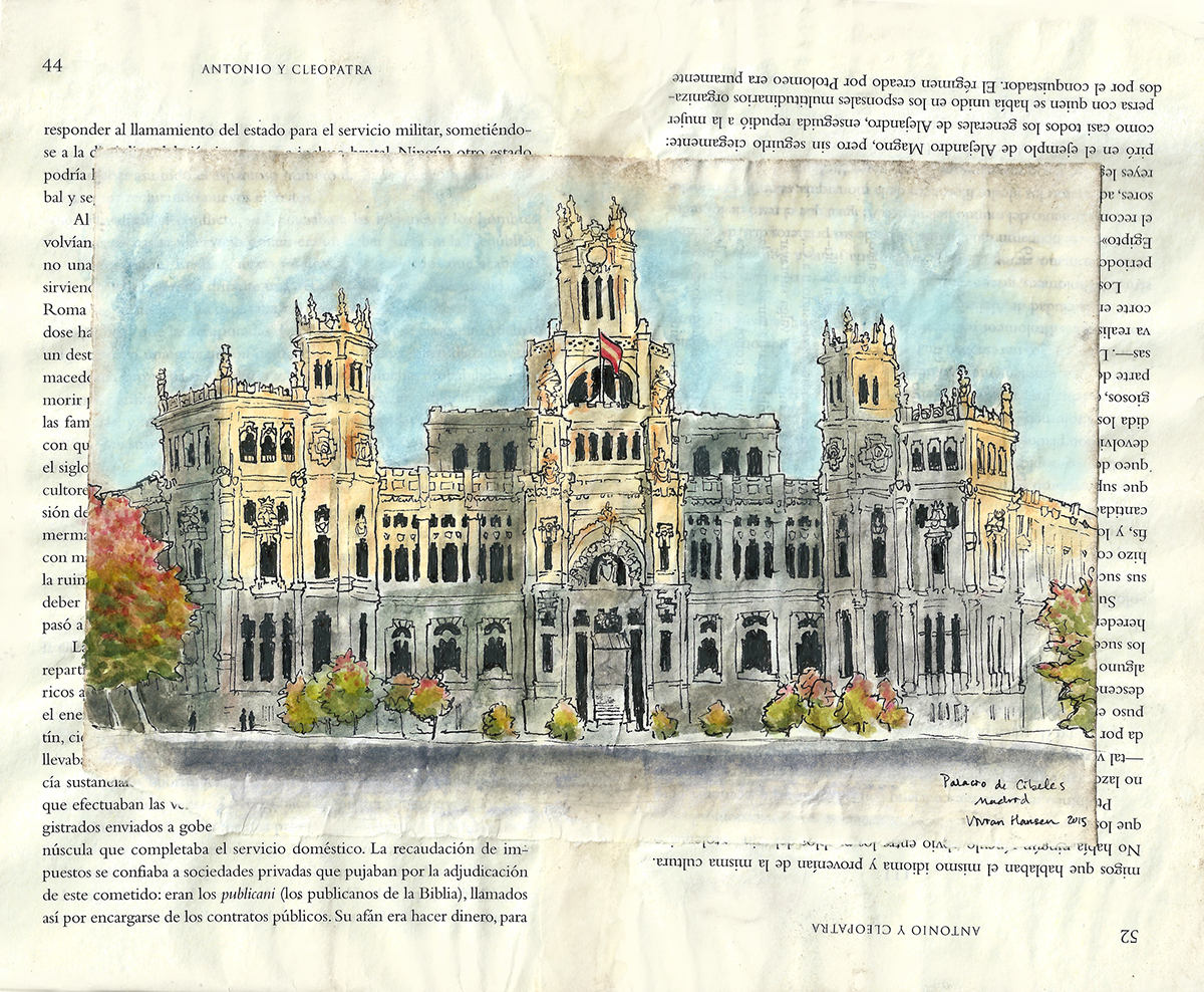 Travel watercolor madrid spain dibujo españa book RECYCLED plein air