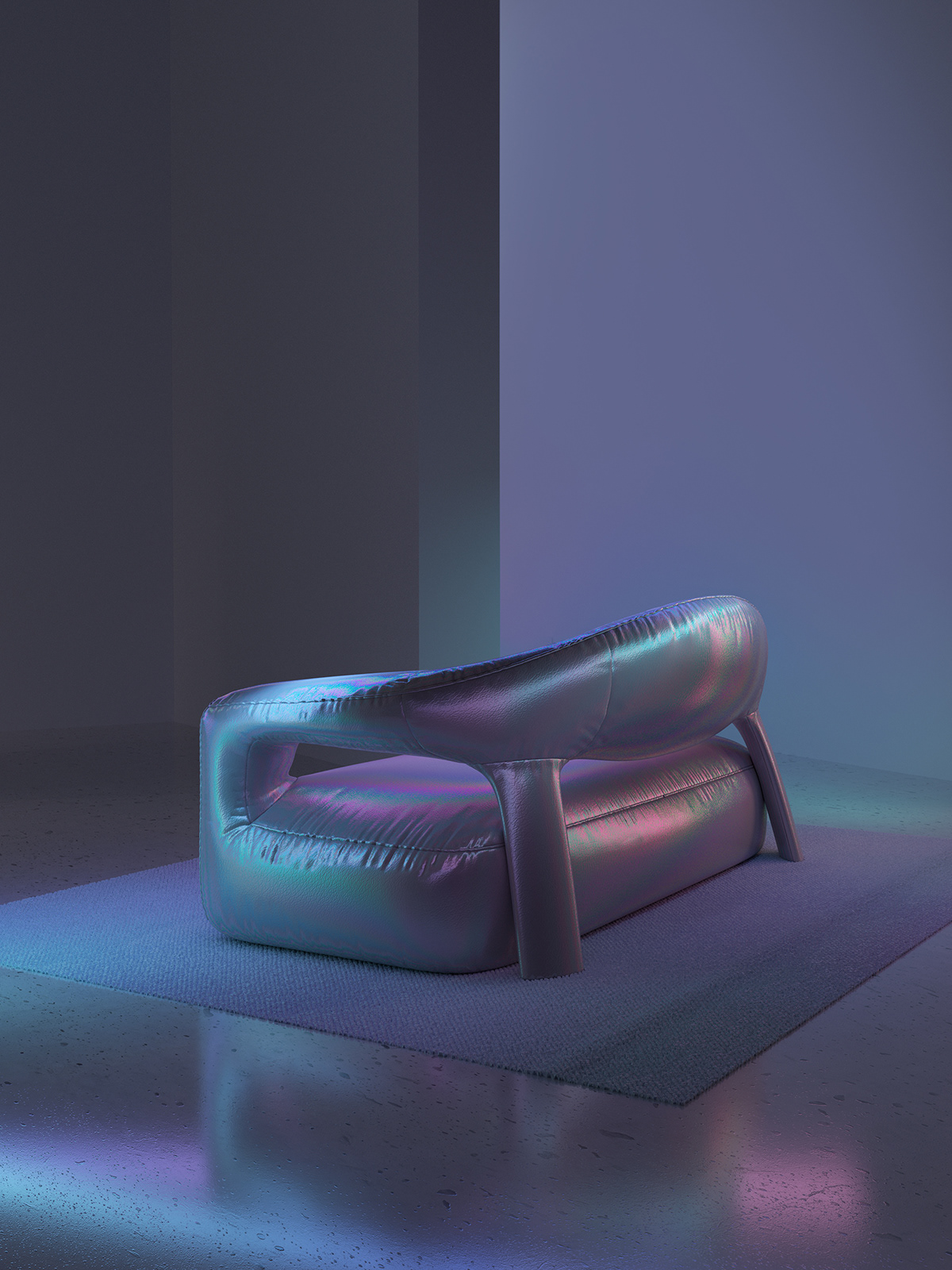 design furniture setdesign set art direction sixnfive CGI holographic iridescent