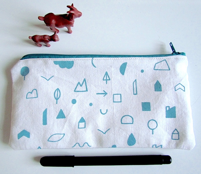 screen printed zipped bag pencil case craft handmade purse