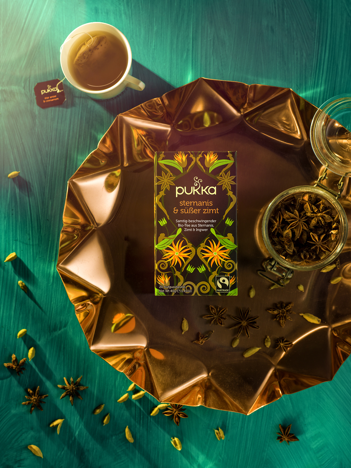 pukka tea lifestyle Food  tea food photography product packaging shadowplay herbal tea ingredients Post Production