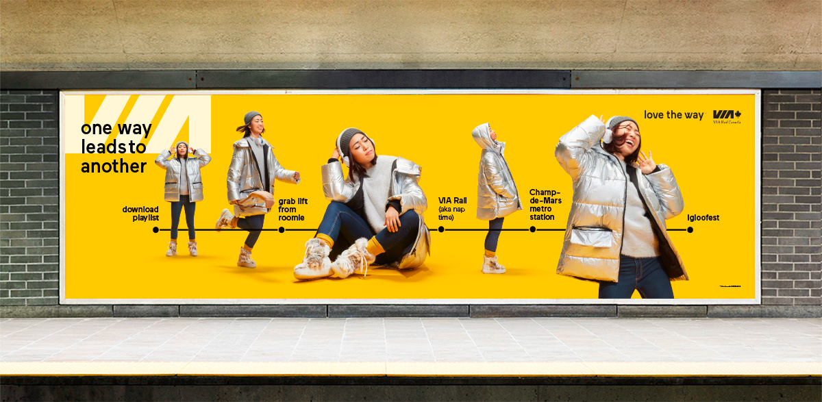 Advertising  light line mood STATION studio train Travel VIA Rail yellow