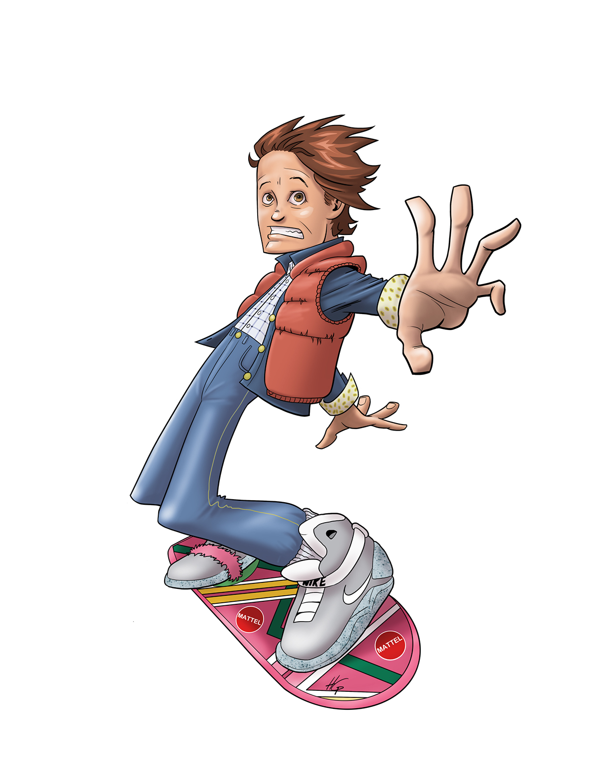backtothefuture Marty Mcfly Michael J Fox caricature   hoverboard