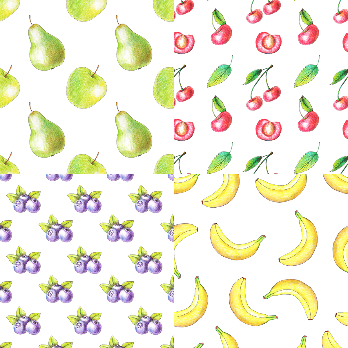 Original fruits drawn by color pencils on Behance