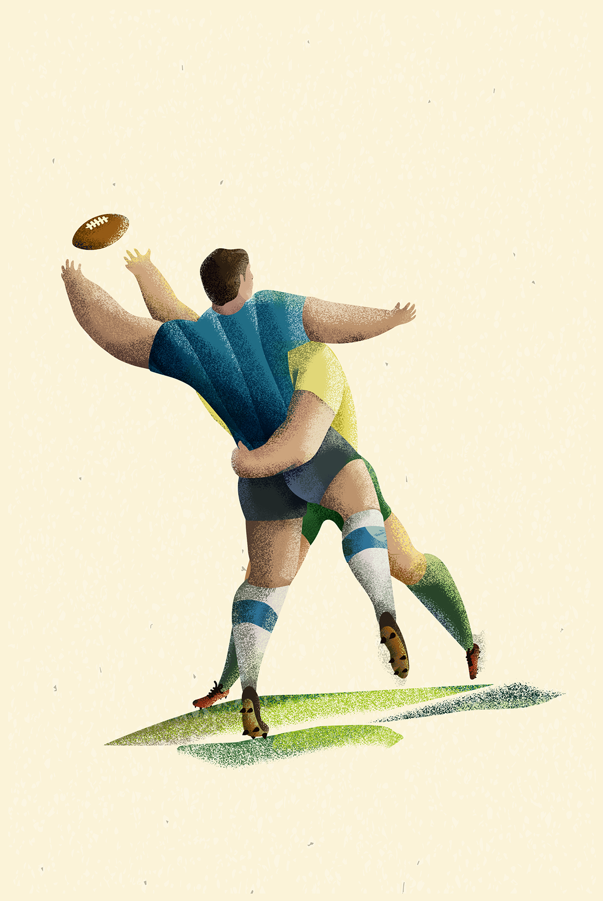 Rugby Retro poster Character creative vector ILLUSTRATION  wacom