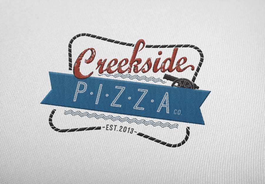 restaurant Pizza creekside water charleston logo vintage