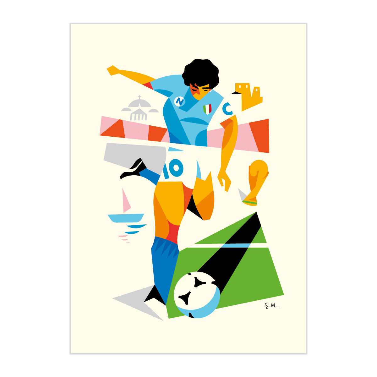 Football poster graphic design  ILLUSTRATION  maradona NAPOLI poster poster illustration Sports Design design Illustrator